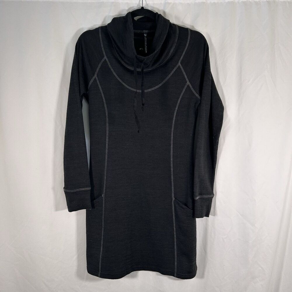 Khul Dress Women's Small Black Pockets Drawstring Long Sleeve Turtleneck